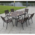 New design outdoor garden furniture plastic wood furniture dining table set for restaurant